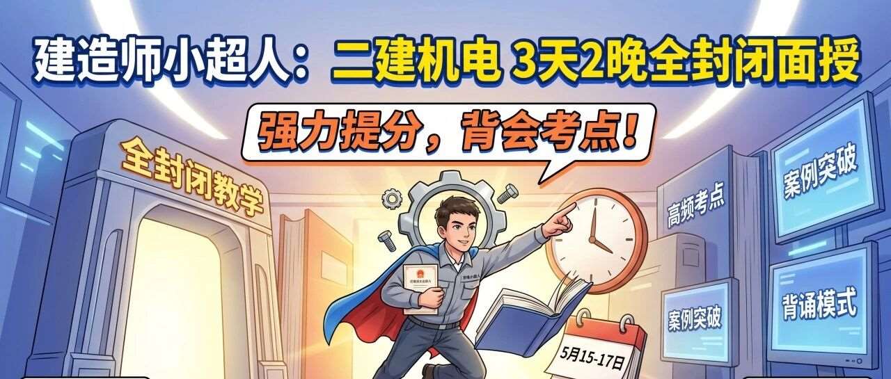 3天2晚全封闭，拿下机电实务！ 建造师小超人二建面授课（郑州站）
